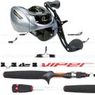 Kit Pesca Profissional Carretilha Avante Slim 12 Rolamentos Vara Viper 14lbs Cabo Bi Partido Lado:DireitoTamanho:Vara 1