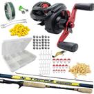 Kit Pesca Tilápia Piapara Carretilha 10Rol Vara Estojo Linha