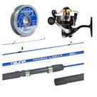 Kit Pesca Ultra Leve Molinete Joker Black 6 Rol. + Vara Tsuna 1,35m + Linha 100m