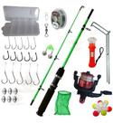 Kit Pesca Vara 1,35m + Molinete C/ Linha + Caixa Com 36 Iten