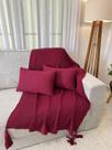 Kit Peseira Manta Luxo Decorativa Pompom Cama Casal + 2 Capa