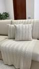 Kit Peseira Manta Trança Tricot Cama Solteiro 160x60cm Madrid + 2 capas Cor:Areia