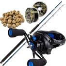 Kit Pesqueiro 30kg Carretilha Tigon BG Vara 80lbs Linha