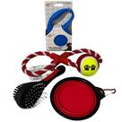 Kit Pet 04 Un Guia Retratil 03 mt Brinquedo Pratinho Escova Kit Pet 04 Un Guia Retratil 03 mt Brinquedo Pratinho Escova