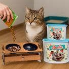 Kit Pet Cães e Gatos Armazenamento de Alimentos Tigela Dupla Funcional