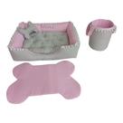 Kit Pet Caes E Gatos Cesto Organizador Cama M Personalizada Jogo Americano Rosa Caminha M Com Ziper