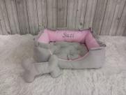 Kit Pet Caes E Gatos Cesto Organizador Cama M Personalizada Jogo Americano Rosa Caminha M Com Ziper