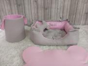 Kit Pet Caes E Gatos Cesto Organizador Cama P Personalizada Jogo Americano Rosa Caminha P Com Ziper