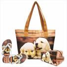 Kit Pet Feminino Cachorrinhos com Bolsa, Necessaire e Chinelo, Magicc