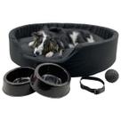 Kit Pet Grande Cama Europa Potes Água Ração Coleira Bolinha