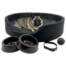 Kit Pet Médio Cama Europa Potes Água Ração Coleira Bolinha