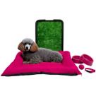 Kit Pet Médio Cama Futon com Sanitário Grama e Acessórios