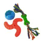 Kit Pet Osso De Plástico + Bola C/ Luz + Boomerang