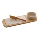 KIT PETISQUEIRA COM ESPÁTULA BAMBU 1 POTE E 1 BANDEJA 12x32CM LYOR