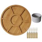 Kit Petisqueira De 7 Divisórias Com Ramequim Potinho 100ml e 6 Mini Garfos de Inox Petiscos Fondue