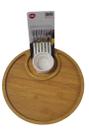 Kit Petisqueira Redonda Para Frios Queijo Com Molheira Ramekin e Garfinhos para Petiscos