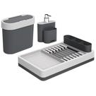 Kit Pia 3 Peças Com Dispenser Escorredor Lixeira Polipropileno Linha Flat Coza Cinza Frio + Cinza Gr