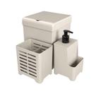 Kit Pia 3 Peças Lixeira Dispenser Porta Talher Cozinha - Stolf Areia