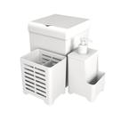 Kit Pia 3 Peças Lixeira Dispenser Porta Talher Cozinha - Stolf Branco