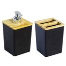 Kit Pia Banheiro Bambu Dispenser Sabonete Porta Escova Lavabo Decoração Utility Kit Pia Banheiro Bambu Dispenser Sabonete Porta Escova Lavabo Decoração Utility