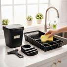 Kit Pia Cozinha 4 Peças Lixeira 4,8L, Porta Detergente, Suporte Esponja e Rodo Design Profissional Kit Pia Cozinha 4 Peças Lixeira 4,8L, Porta Detergente, Suporte Esponja e Rodo Design Profissional