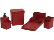 Kit Pia Cozinha Vermelho Coza Single - 4 Peças Kit Pia Cozinha Vermelho Coza Single - 4 Peças