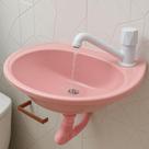 Kit Pia Cuba Lavatório + Sifão Plástica C/válvula Pequeno Rosa