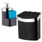 Kit Pia Dispenser Porta Detergente Líquido E Lixeira 2,5 L Preto Cromada Future Kit Pia Dispenser Porta Detergente Líquido E Lixeira 2,5 L Preto Cromada Future
