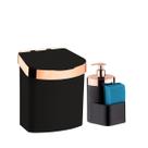 Kit Pia Dispenser Porta Detergente Líquido E Lixeira 2,5 L Preto Rose Future