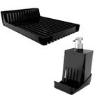 Kit Pia Escorredor de Louças Pratos e Dispenser Detergente com Porta Esponja 500ml Preto Crippa