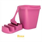 Kit Pia Lixeira 4,8L Porta Detergente Com 3 Divisórias e Rodo de Pia Rosa Elegance