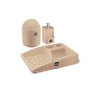 Kit Pia Lixeira 4l + Dispense 500ml + Escorredor - Capuccino