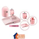 Kit Pia Lixeira 4l + Dispense 500ml + Escorredor - Rosa Uz