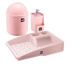 Kit Pia Multiuso Sólido De Plástico Uz Cor Rosa