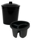 Kit pia porta detergente esponja lixeira tampa cozinha preto