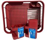 Kit Pia Porta Detergente Talher Escorredor Soprano Vermelho