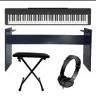 Kit Piano Digital Yamaha P-225B 88 com Estante Banqueta e fone de ouvido