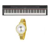 Kit Piano Yamaha Digital P125B P-125 e Relogio Dk Dk11177-1
