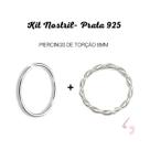 Kit Piercings Argola Nostril Prata 925 8mm Nariz