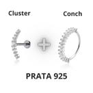 Kit Piercings Conch Cravejado e Cluster Zirconias Prata 925