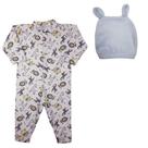 Kit Pijama e Touquinha Coelho Bebê 2 Peças Tamanhos 1 2 e 3