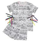 Kit Pijama Infantil Conjunto Colorido com Canetinhas para Dormir e Brincar