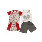 Kit Pijama Infantil Menino 4 peças - Camisetas e Bermudas - Tamanho 4