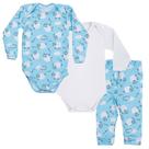 Kit Pijama Térmico 3 Peças Bebê Energy Thermo Dry Carneirinhos Azul Everly