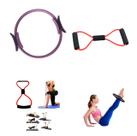 Kit Pilates Completo com Anel Mágico 38 cm Azul e Elástico Extensor de Tensão Cor variada Ideal para Yoga Fisioterapia Reabilitação Treino Funcional Kit Pilates Completo com Anel Mágico 38 cm Azul e Elástico Extensor de Tensão Cor variada Ideal para Yoga Fisioterapia Reabilitação Treino Funcional
