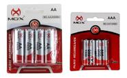 Kit Pilha AA + AAA Recarregaveis 8 Pilhas 4 Pequenas e 4 Palito 1.2V