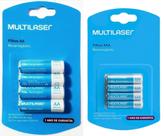 Kit Pilhas Recarregaveis Multilaser Com 4 AA + 4 AAA Xbox Controle Microfone