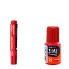 Kit Piloto + Tinta Refil Permanente Vermelho Bic / Jocar Office Kit Piloto + Tinta Refil Permanente Vermelho Bic / Jocar Office
