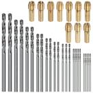 Kit Pinças e Brocas HSS 35 Peças de 0.5 a 3mm Micro Retífica