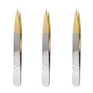 Kit Pinças Silver Gold Enox Belliz Ponta Fina Ref. 1702 C/3